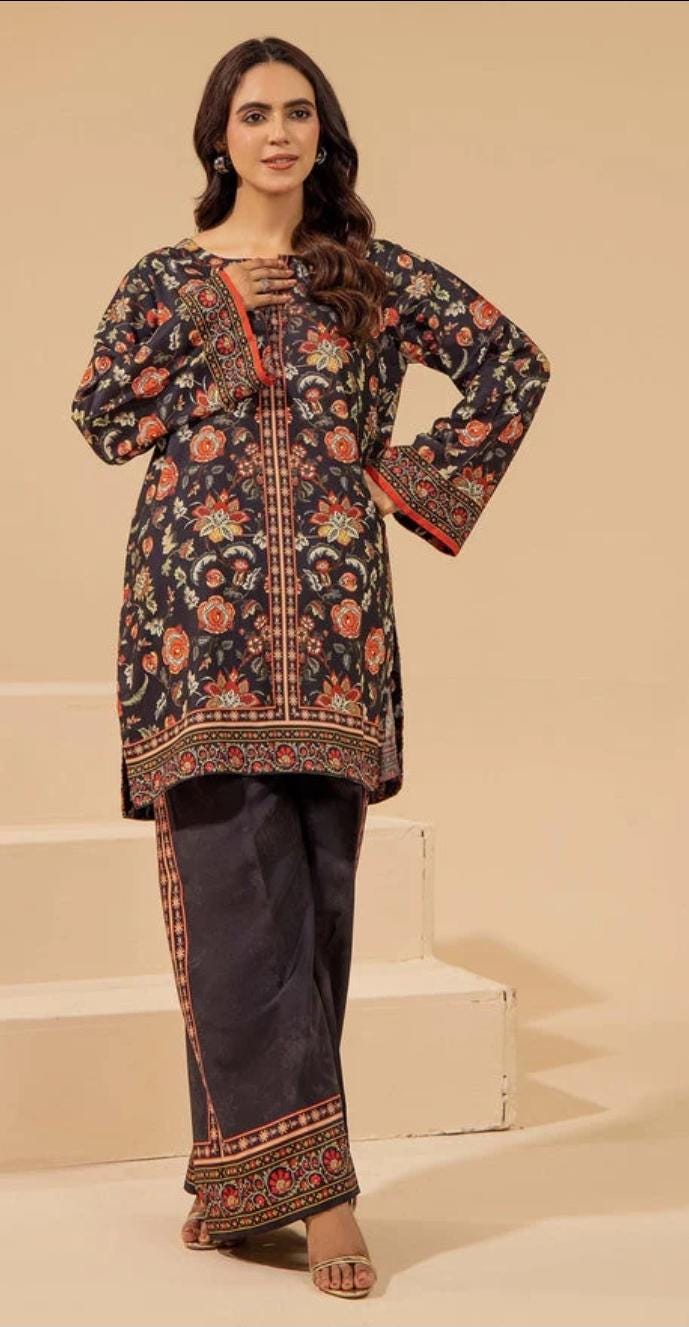 Pakistani Slub Linen Co-ord Set | Digital Print Partywear