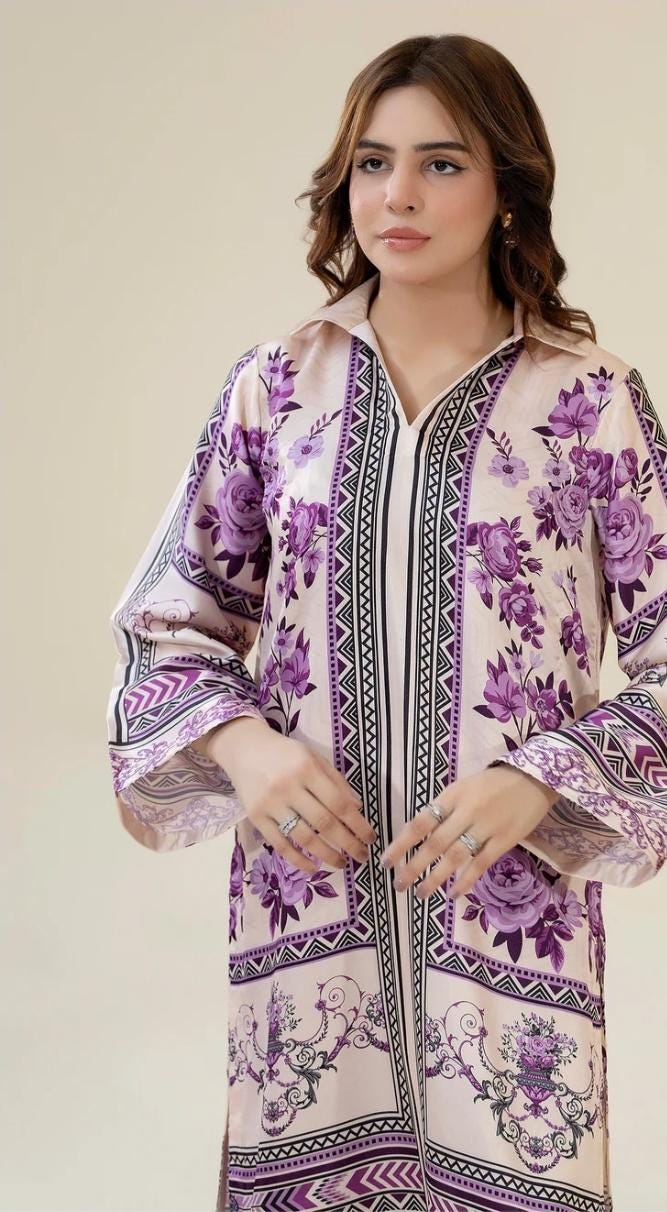 Floral Print Linen Co-ord Set | Pakistani Design Partywear