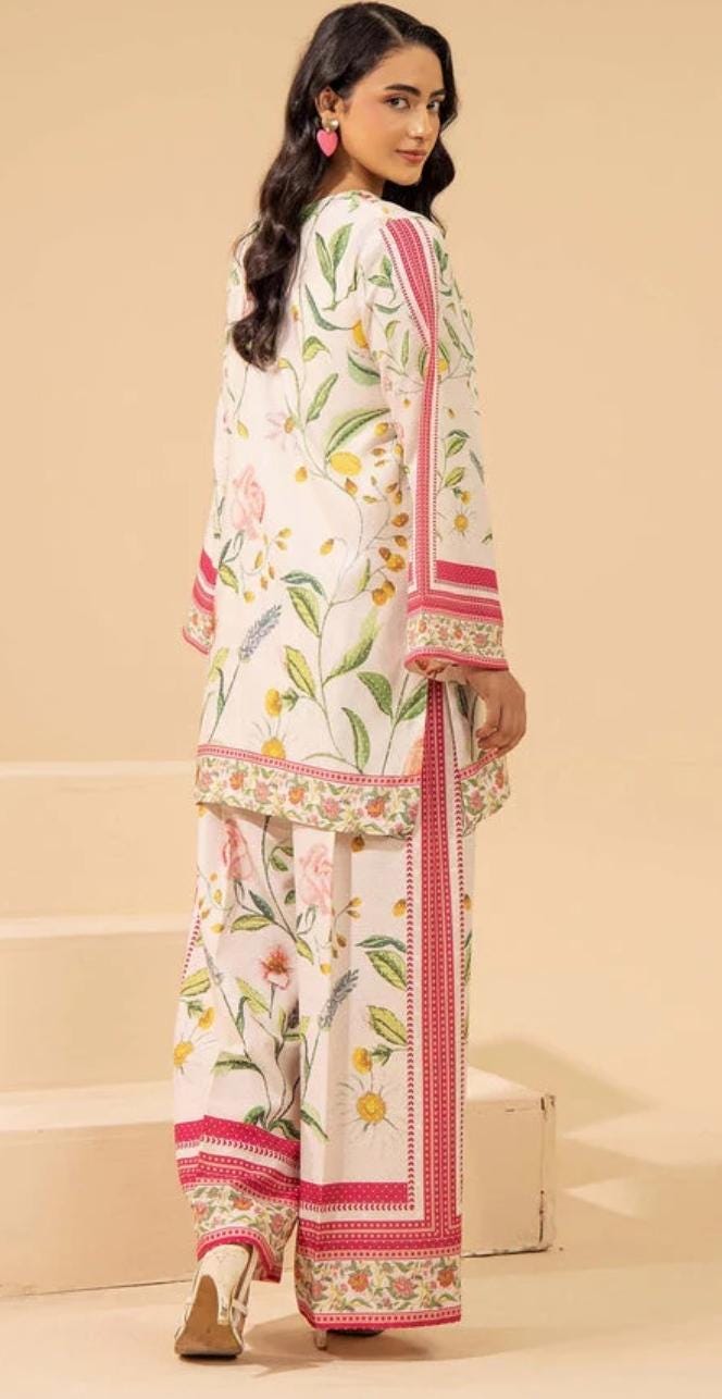 Pakistani Floral Linen Co-ord Set | Ready To Wear Party Outfit