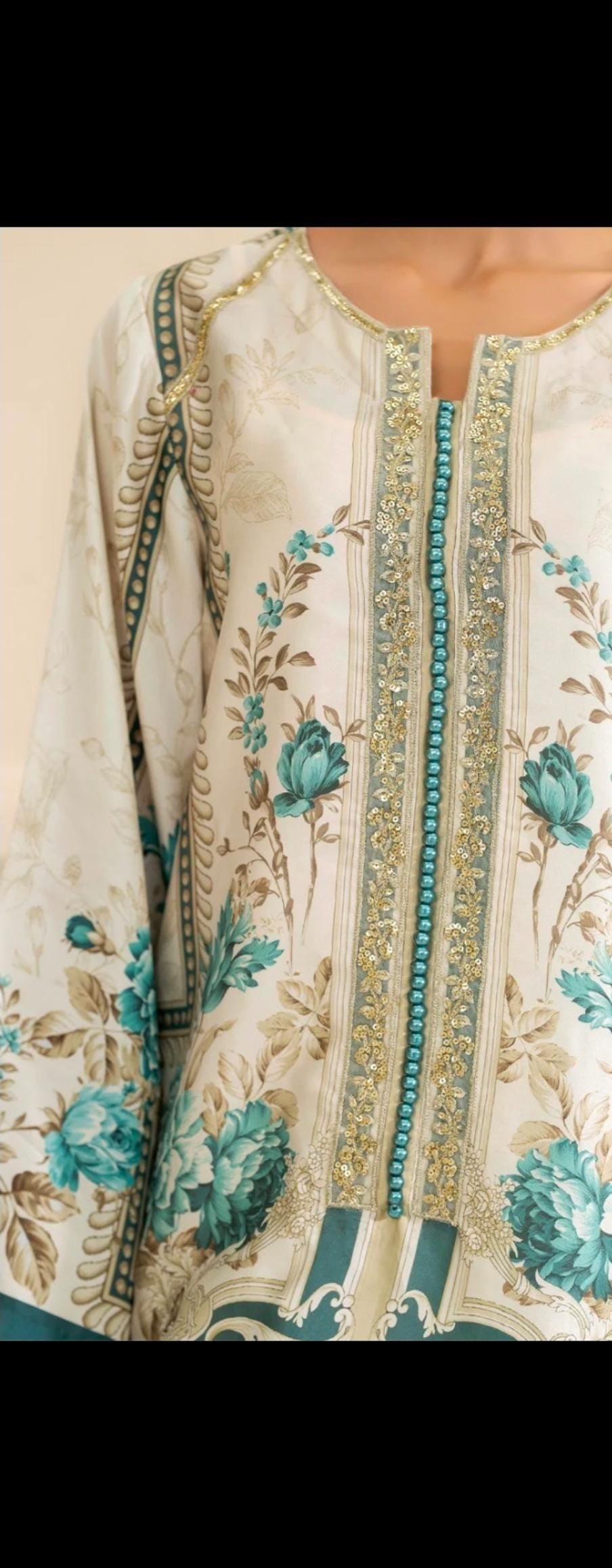 Floral Print Linen Co-ord Set | Pakistani Design Partywear