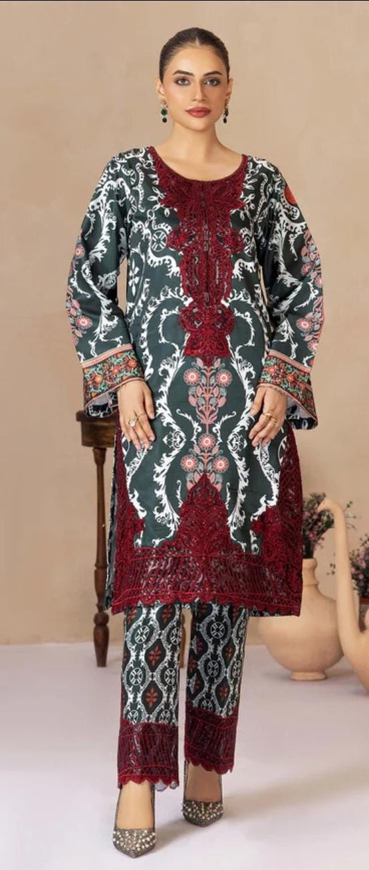 Floral Print Linen Co-ord Set | Pakistani Design Partywear