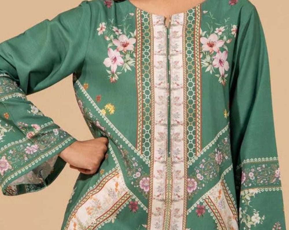Floral Pakistani Co-ord Set | Slub Linen Shirt & Trouser