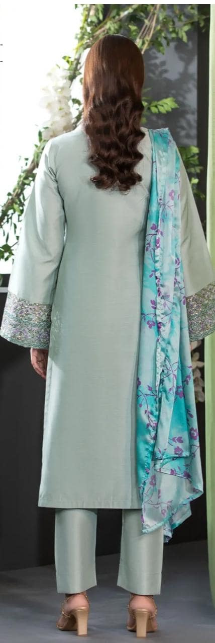 Embroidered Viscose Pakistani Suit: Digital Print Dupatta, Party Wear