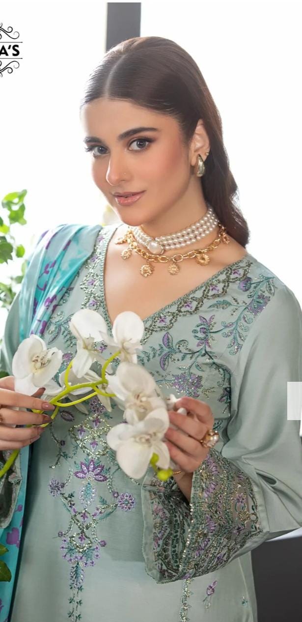 Embroidered Viscose Pakistani Suit: Digital Print Dupatta, Party Wear