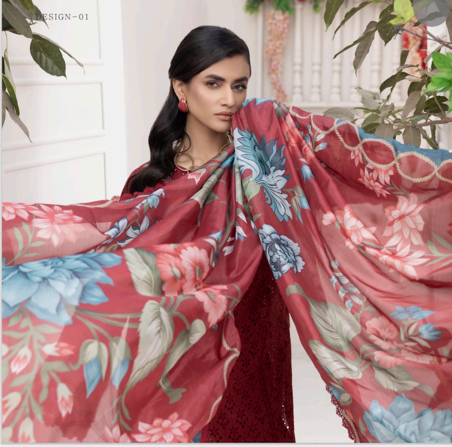 Pakistani Chikankari Embroidered Lawn Salwar Kameez Dupatta: Designer Wear