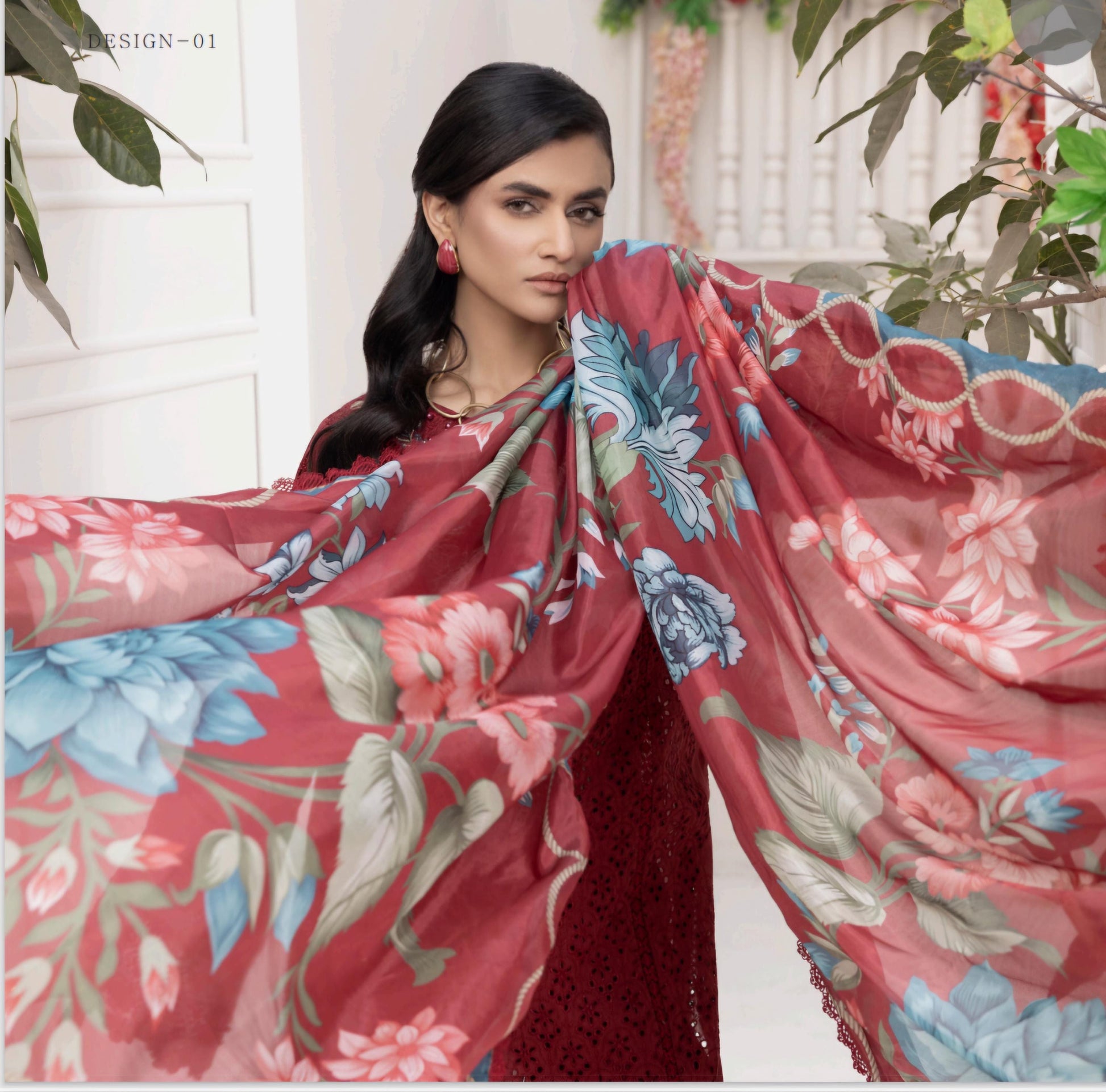 Pakistani Chikankari Embroidered Lawn Salwar Kameez Dupatta: Designer Wear