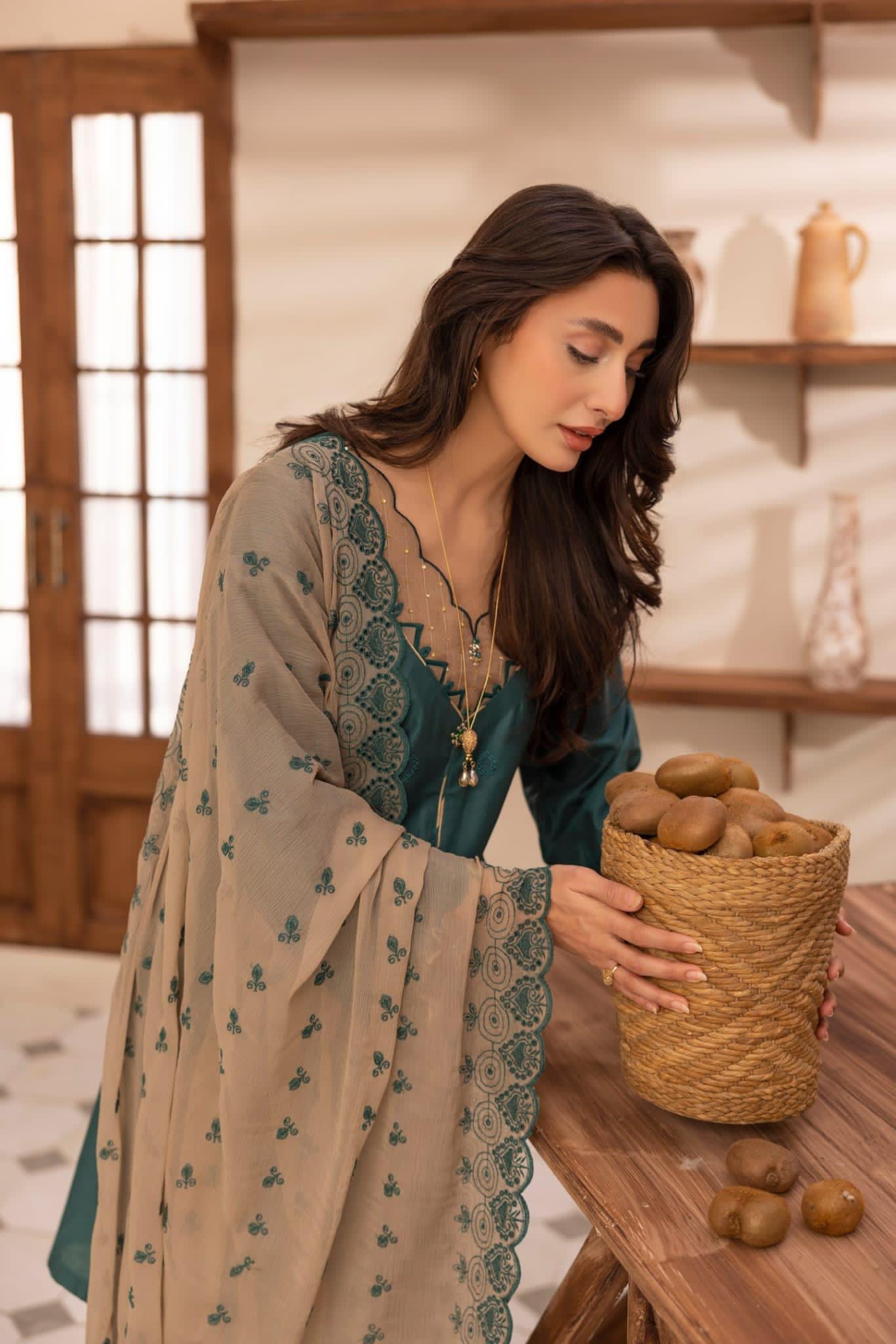 Embroidered Cotton Chikkankari Shirt with Organza Applique