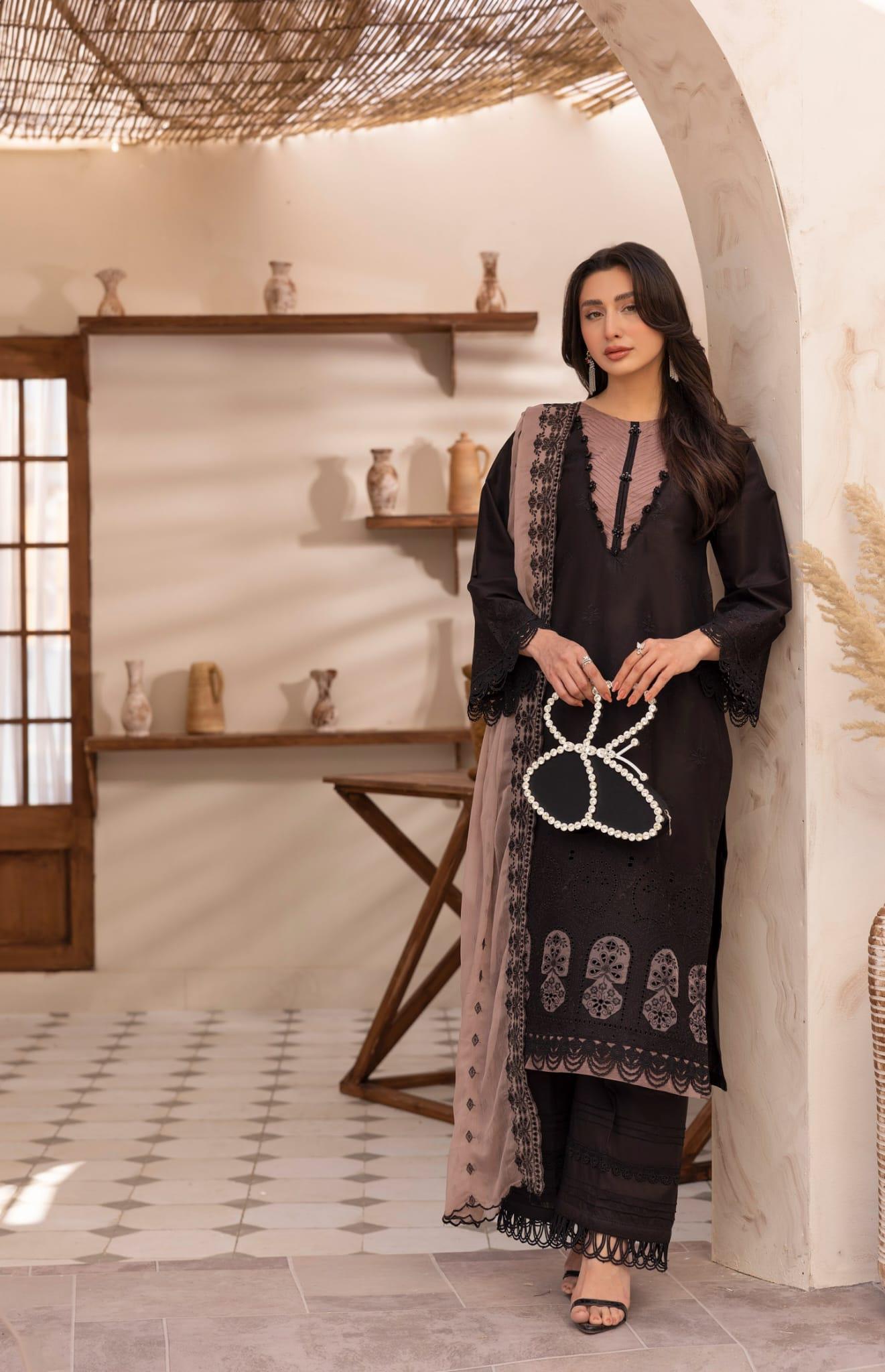 Cotton Chikkankari Shirt: Organza Applique, Embroidered Pearls