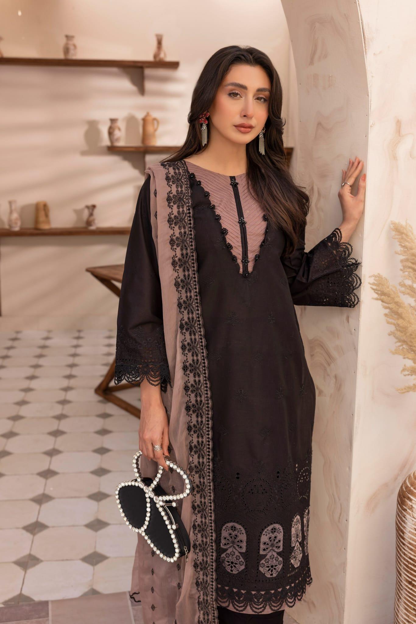 Cotton Chikkankari Shirt: Organza Applique, Embroidered Pearls
