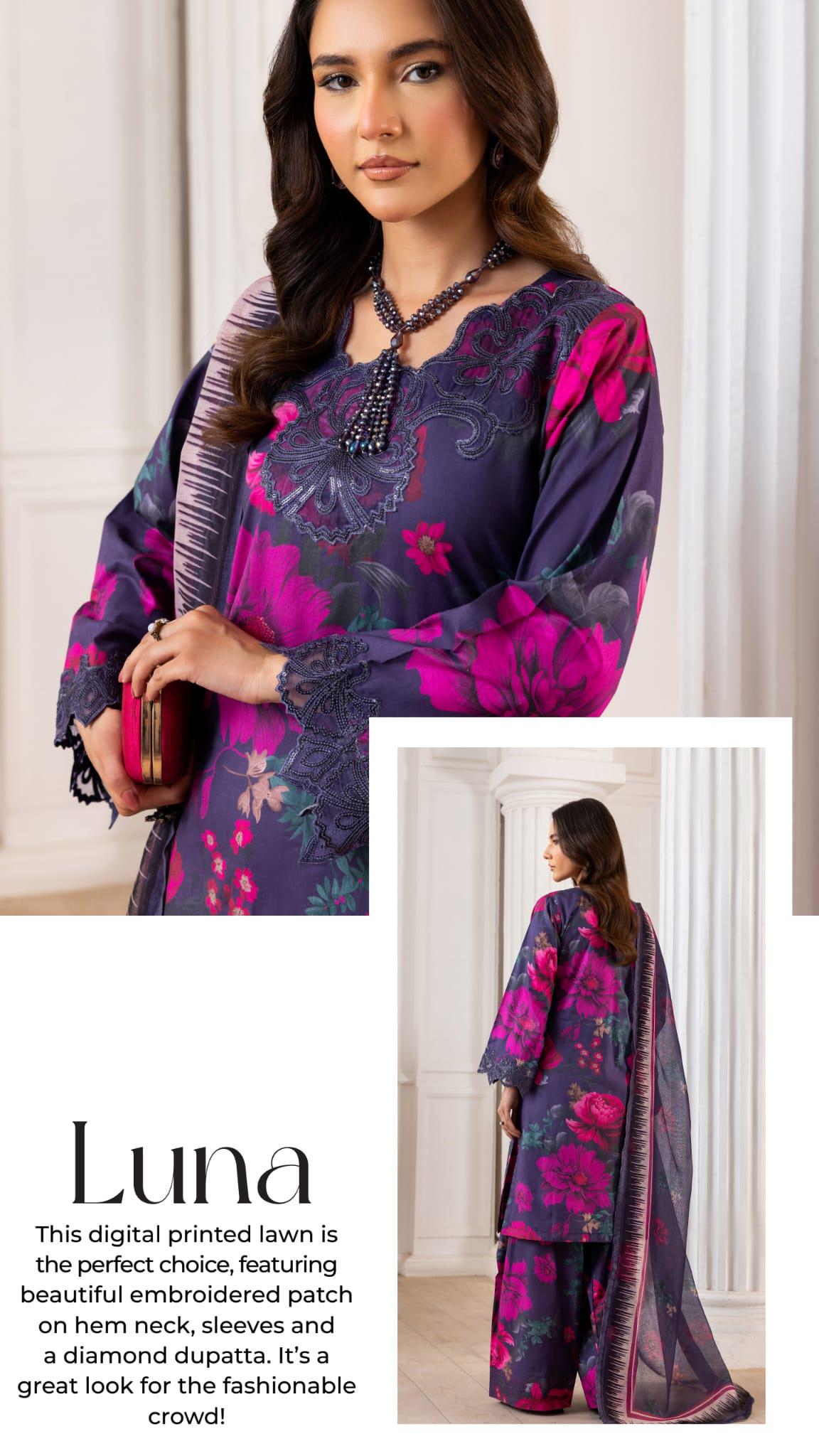 Embroidered Pakistani Salwar Kameez: Digital Print Lawn Suit