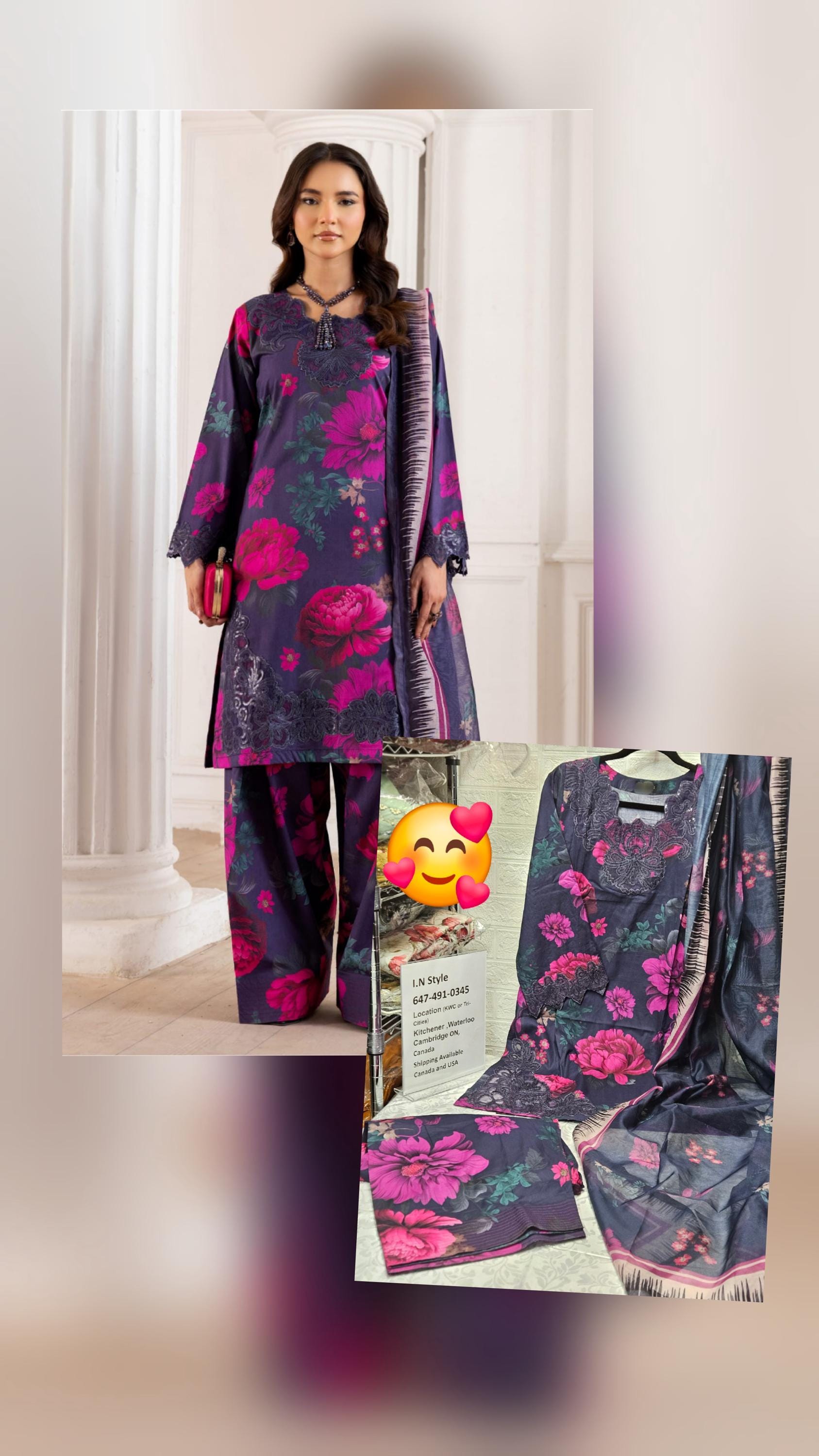 Embroidered Pakistani Salwar Kameez: Digital Print Lawn Suit