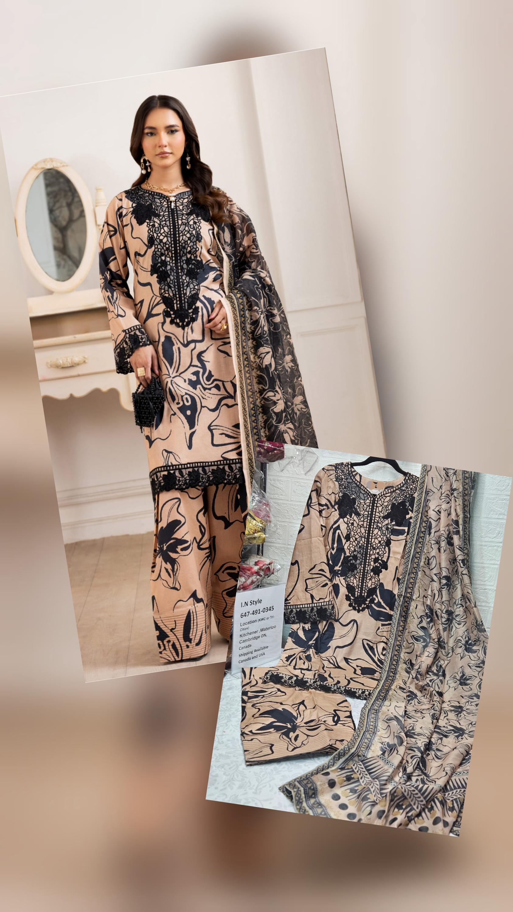 Embroidered Pakistani Salwar Kameez: Digital Print Lawn Suit