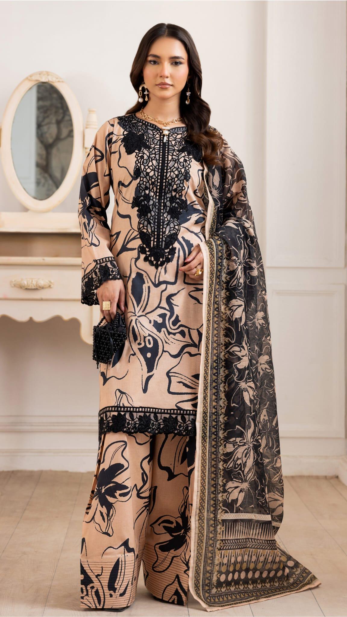 Embroidered Pakistani Salwar Kameez: Digital Print Lawn Suit