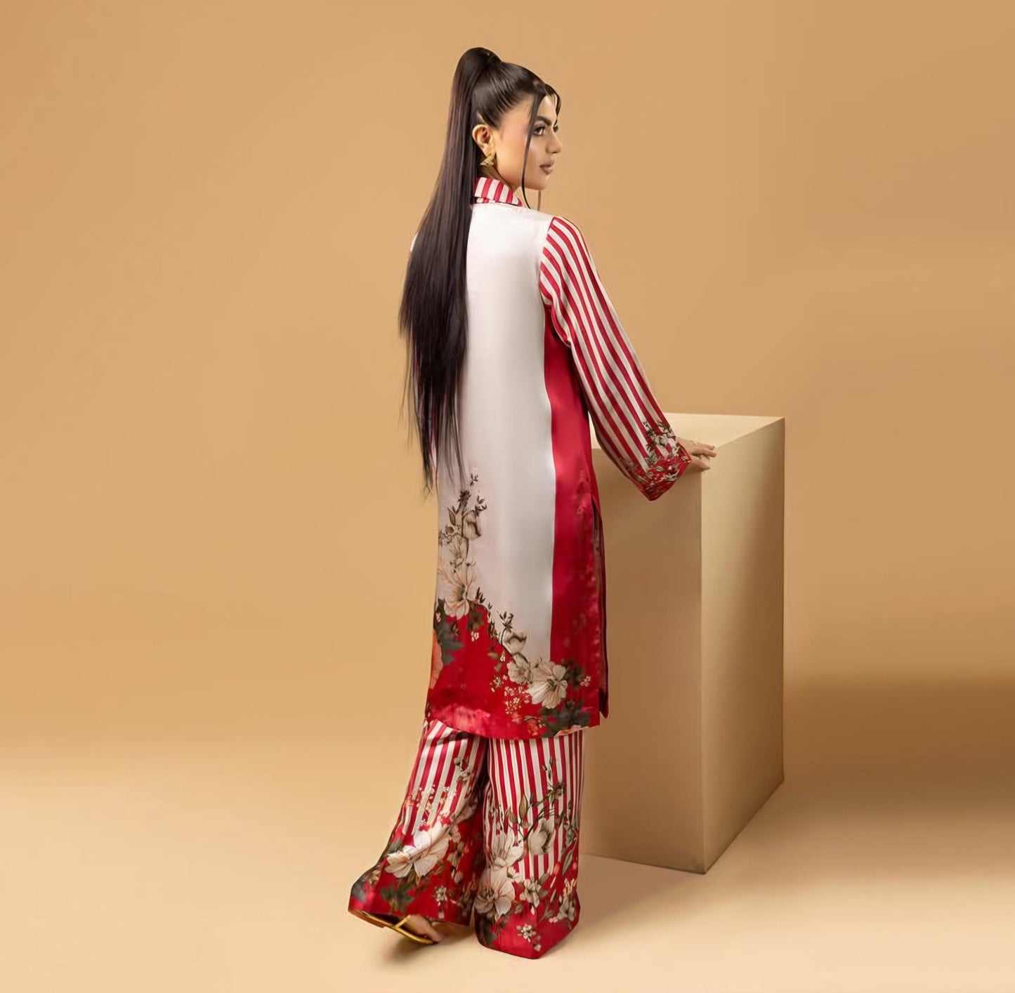Pakistani Silk Co-ord Set | Digital Print Partywear