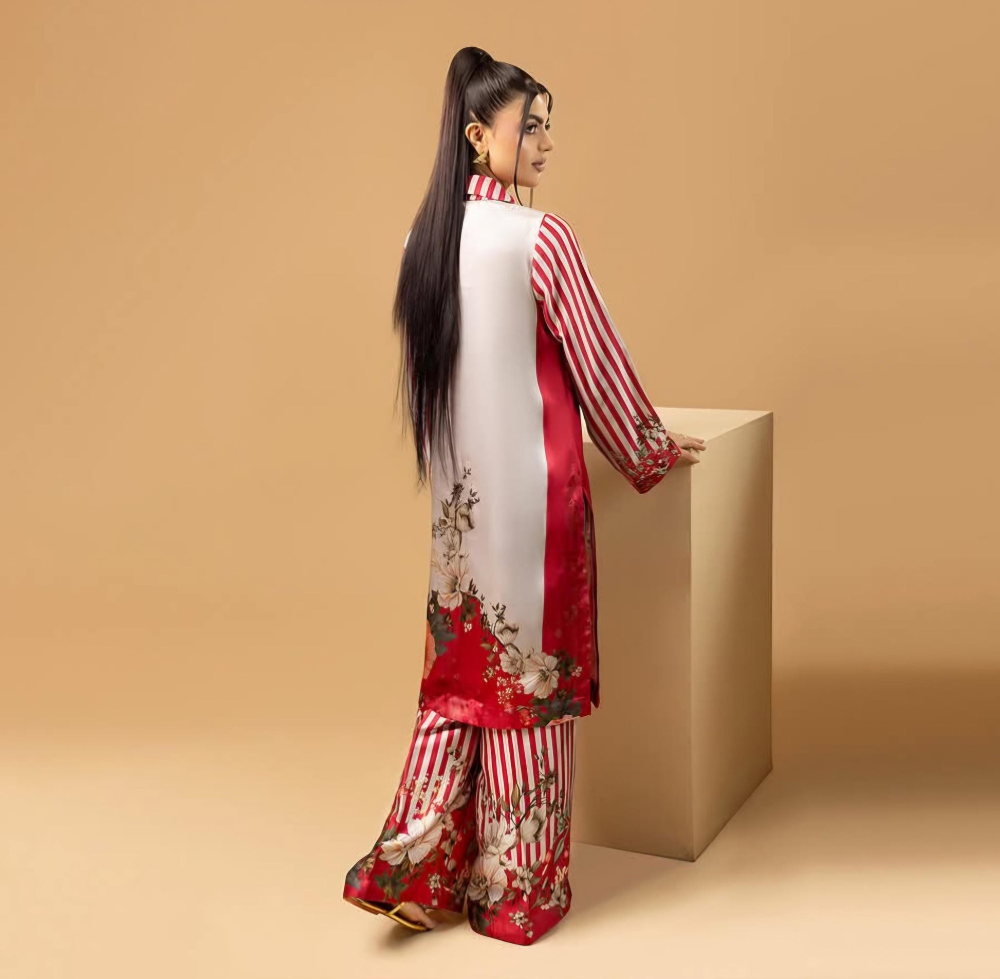 Pakistani Silk Co-ord Set | Digital Print Partywear