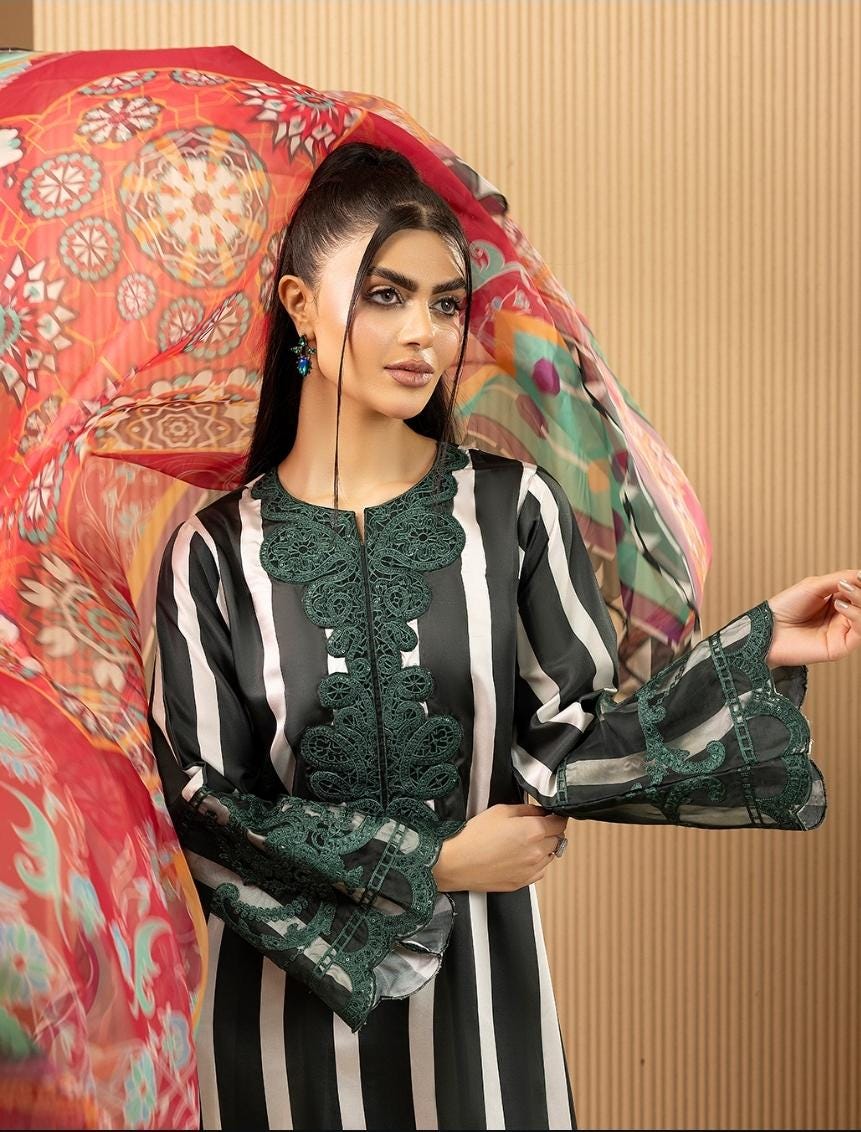 Pakistani Designer 3 Piece Silk| Pakistani Digital Print | Guest Partywear| Ready To Wear Printed |