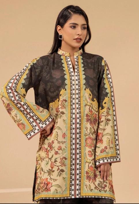 Pakistani Linen Co-ord Set | Floral Digital Print Partywear
