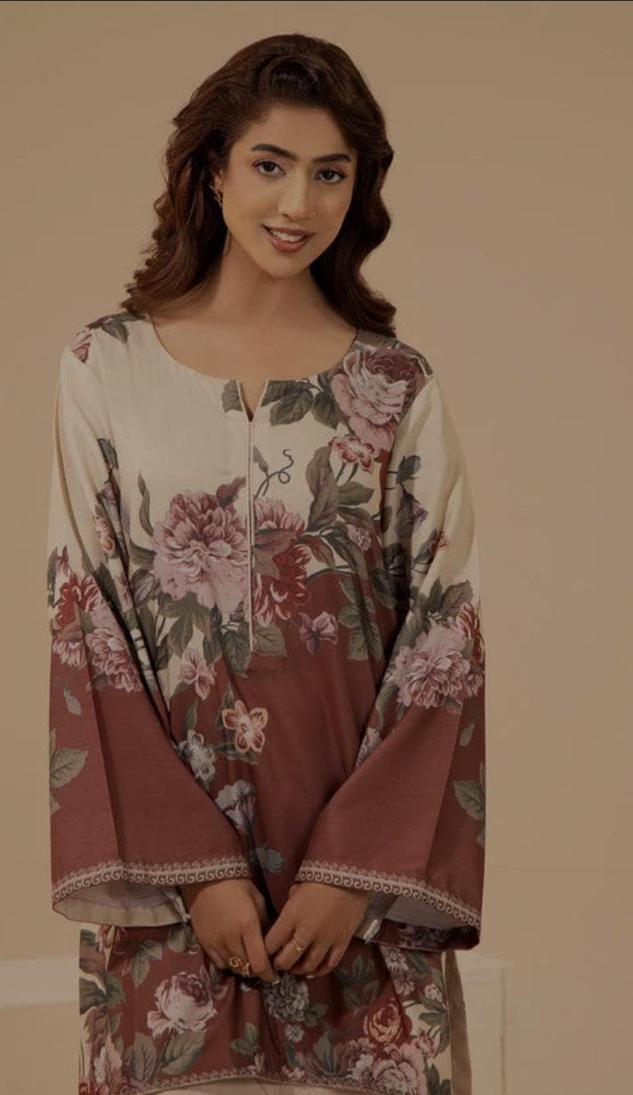 Floral Digital Print Co-ord Set | Slub Linen Partywear