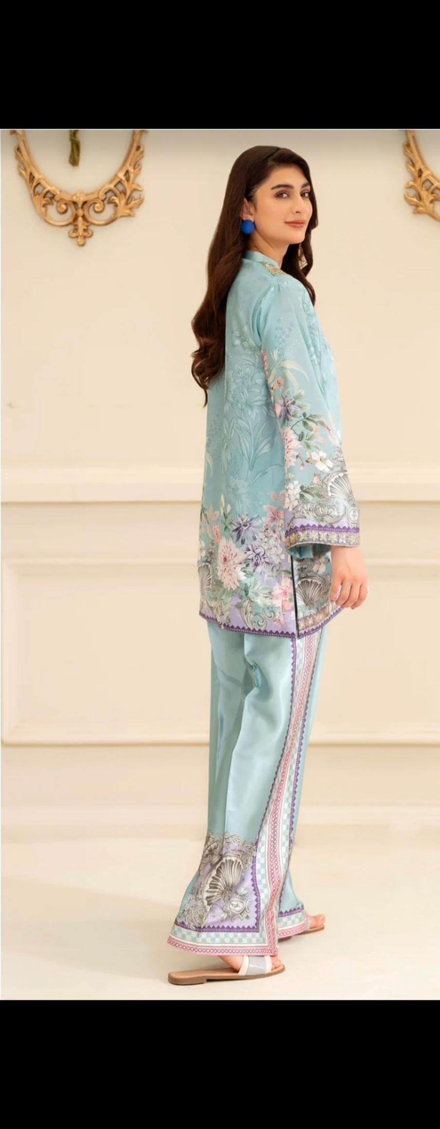 Floral Print Linen Co-ord Set | Pakistani Design Partywear