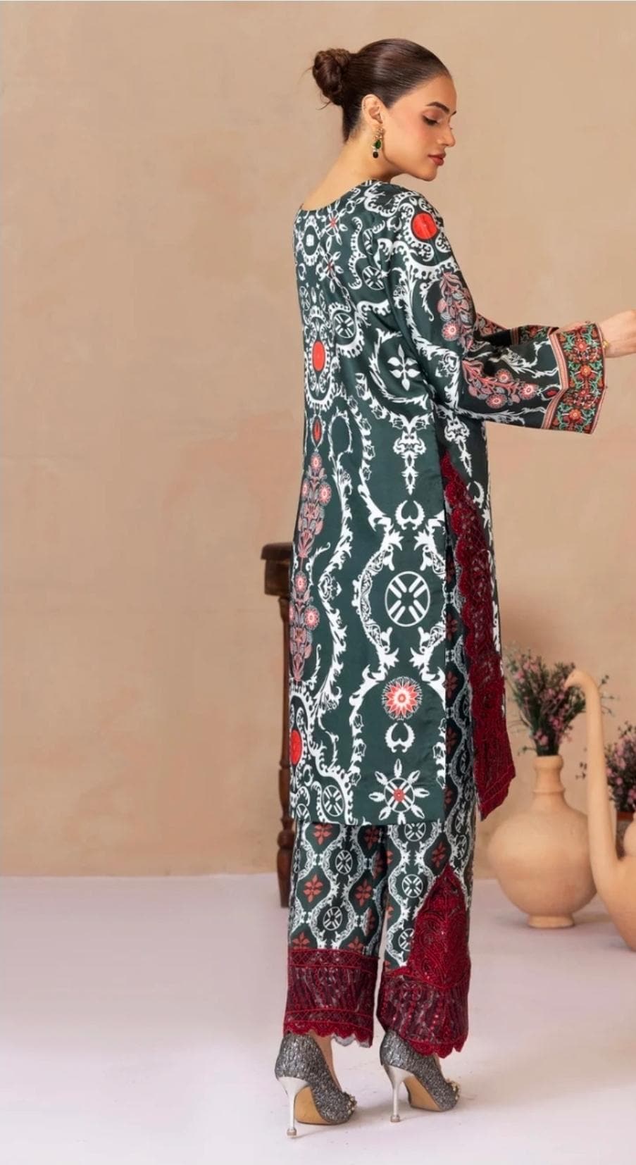 Floral Print Linen Co-ord Set | Pakistani Design Partywear