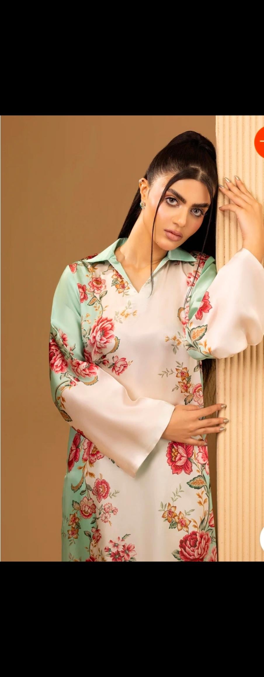 Floral Print Linen Co-ord Set | Pakistani Design Partywear