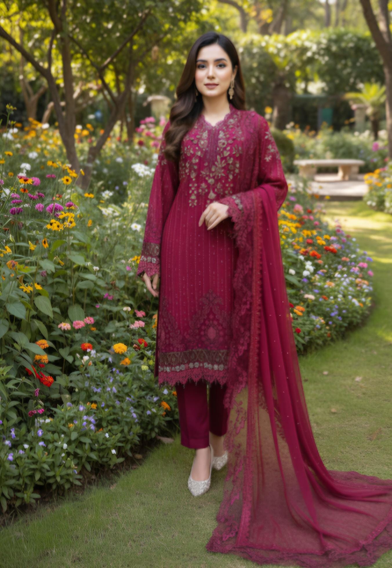 Maria b inspired luxury Dress | Soft chiffon Luxury Ready to wear