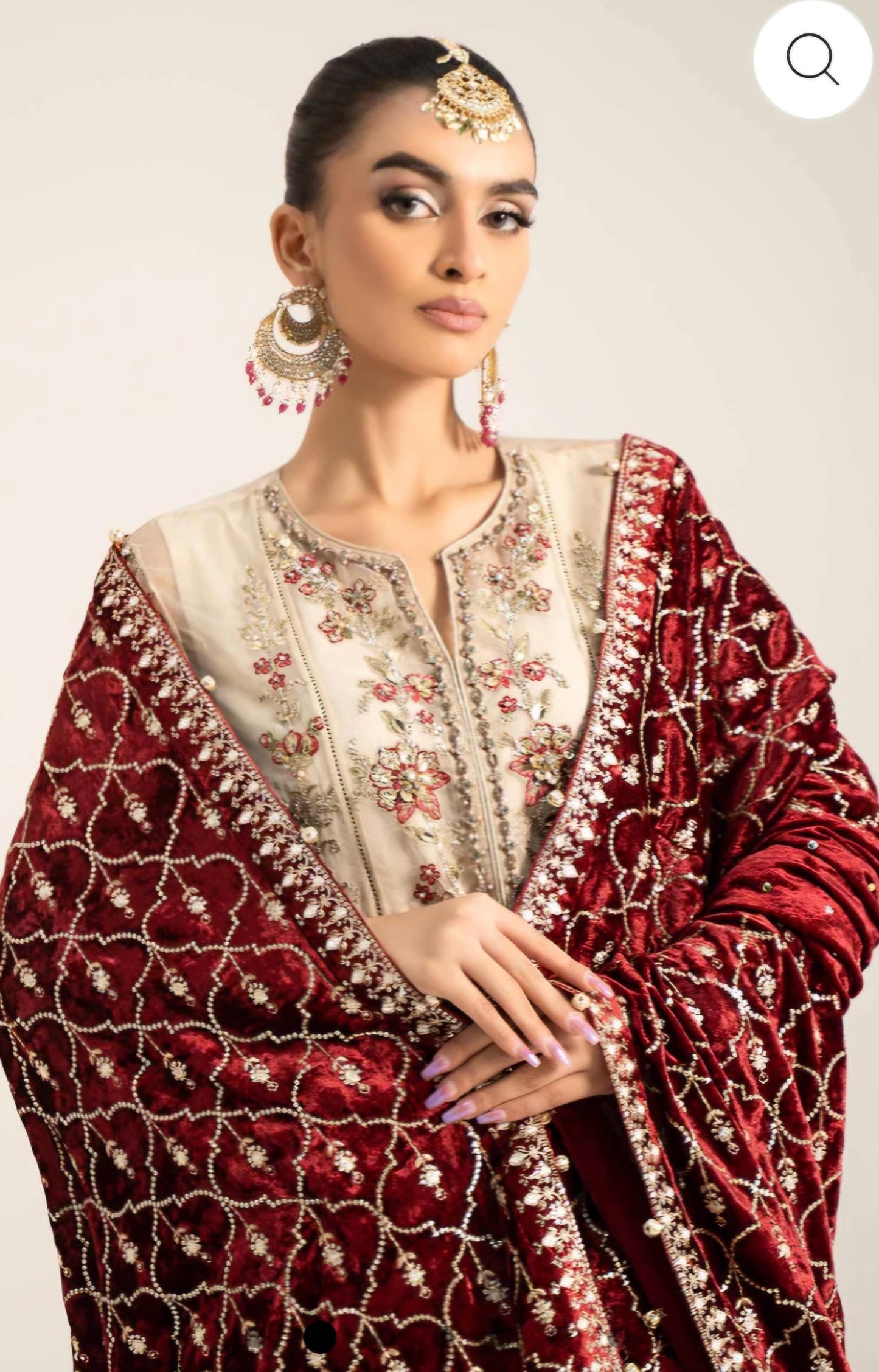 Bridal wear Dress | Soft organza with velvet Luxury shawl