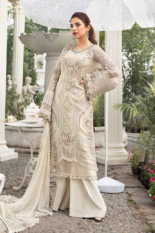 MARIA B INSPIRED Embroidered Chiffon Dress | Soft Chiffon Luxury