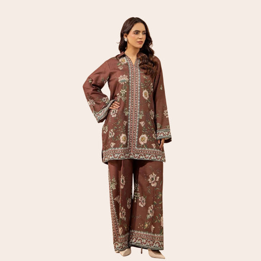 Pakistani Floral Linen Co-Ord Set | 2-Piece Ready to Wear Outfit Canada